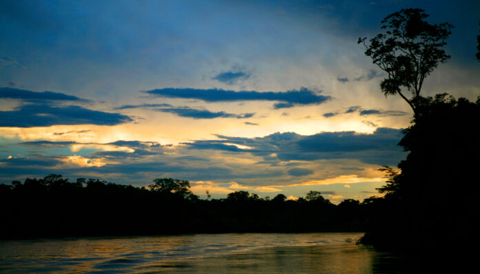 Sunset on the Corrientes River, Peru